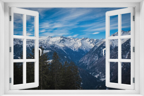 Fototapeta Naklejka Na Ścianę Okno 3D - The Dolomites mountains in beautiful winter day. Pinzolo ski resort, Italy. January 2023
