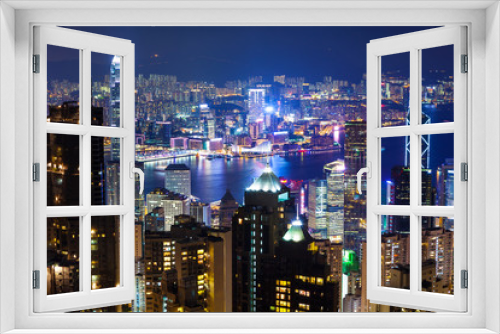 Fototapeta Naklejka Na Ścianę Okno 3D - Urban Cityscape in Hong Kong at night