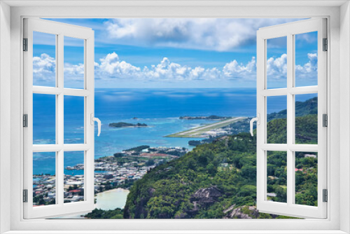 Fototapeta Naklejka Na Ścianę Okno 3D - Copolia trail view of the international airport and providence Mahe Seychelles