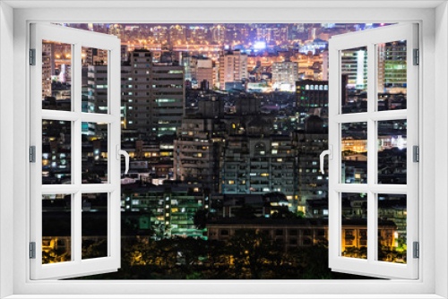 Fototapeta Naklejka Na Ścianę Okno 3D - City night scene in Taipei