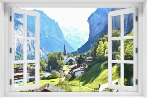 Fototapeta Naklejka Na Ścianę Okno 3D - Swiss alpine village