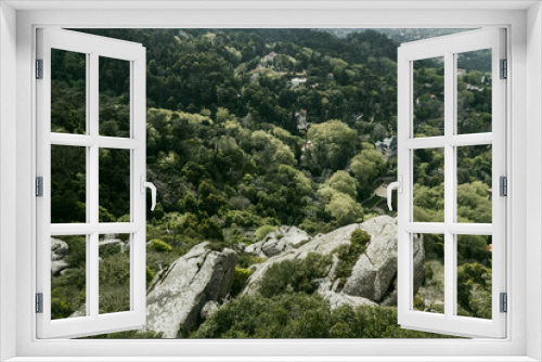 Fototapeta Naklejka Na Ścianę Okno 3D - Background of forest and green road in Sintra, Portugal.