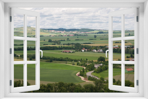 Fototapeta Naklejka Na Ścianę Okno 3D - Beautyful landscape with cultivated lands and small villages