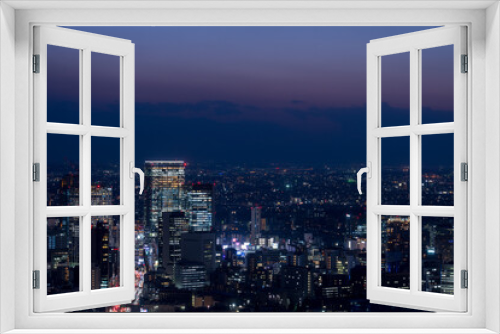 Fototapeta Naklejka Na Ścianę Okno 3D - Tokyo Shibuya area panoramic view at night.	