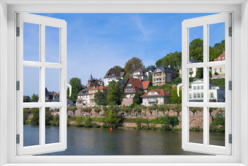Fototapeta Naklejka Na Ścianę Okno 3D - riverscape of villas in Heidelberg private residence area 