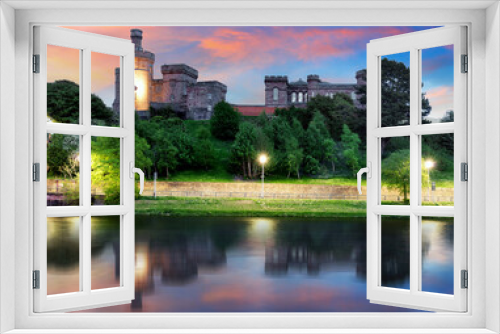 Fototapeta Naklejka Na Ścianę Okno 3D - Inverness city with castle and river at night, Scotland - UK