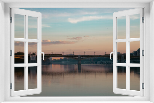 Fototapeta Naklejka Na Ścianę Okno 3D - Budapest beautiful panoramic view at sunset - Margaret bridge