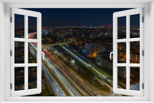 Fototapeta Naklejka Na Ścianę Okno 3D - Widok, panorama na dzielnicę Wola z dronu. Panorama Woli widok na stację kolei i ulicę Prymasa Tysiąclecia