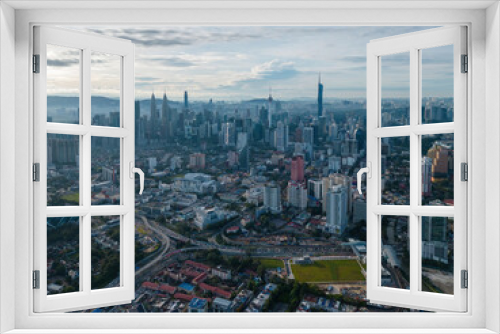 Fototapeta Naklejka Na Ścianę Okno 3D - Aerial view Kuala Lumpur from Titiwangsa in morning