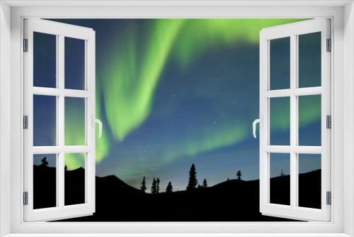 Fototapeta Naklejka Na Ścianę Okno 3D - Yukon taiga spruce Northern Lights Aurora borealis