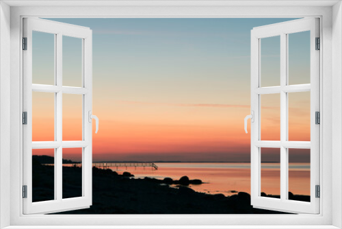 Fototapeta Naklejka Na Ścianę Okno 3D - Scandinavian sunset,  orange sky, silhouette