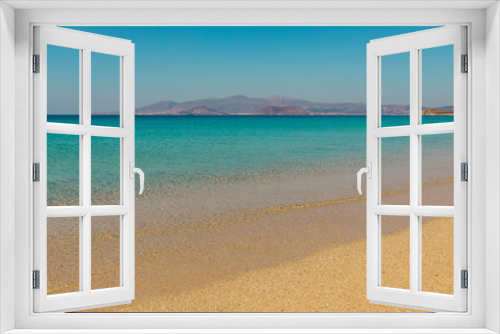 Fototapeta Naklejka Na Ścianę Okno 3D - Beautiful empty beach Agios Prokopios on Naxos Island with turquoise sea lagoon