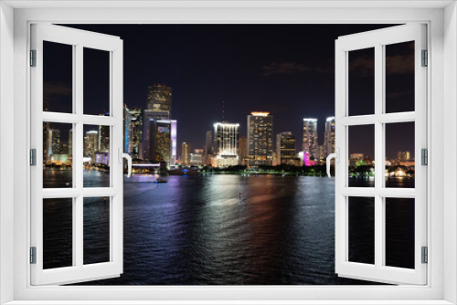 Fototapeta Naklejka Na Ścianę Okno 3D - miami metropolis skyline at night. miami metropolis skyline in florida. miami metropolis skyline