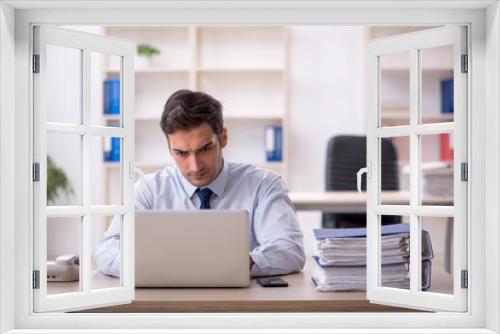 Young male employee working in the office