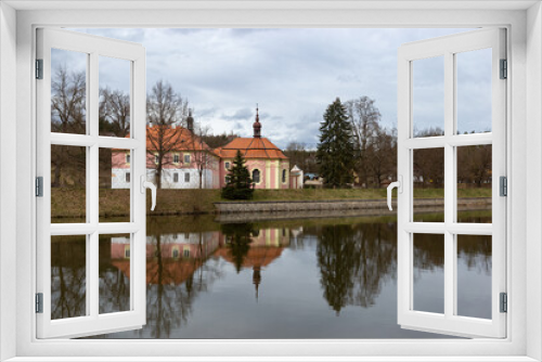 Fototapeta Naklejka Na Ścianę Okno 3D - Castle Mitrowicz on a bank of Luznice river in South Bohemia.