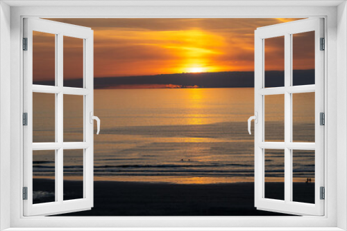 Fototapeta Naklejka Na Ścianę Okno 3D - Fiery orange sunset from the coast of Cornwall