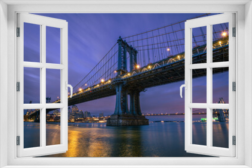 Fototapeta Naklejka Na Ścianę Okno 3D - Sunrise at Manhattan Bridge