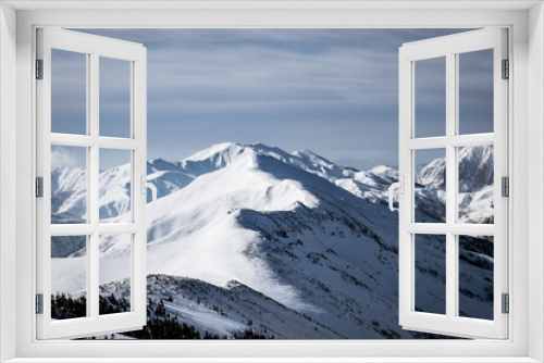 Fototapeta Naklejka Na Ścianę Okno 3D - 朝の冬山