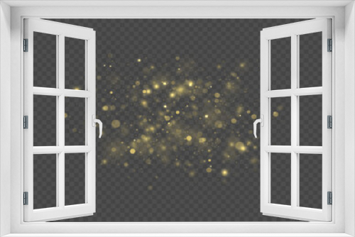 Fototapeta Naklejka Na Ścianę Okno 3D - Gold particles abstract background with shining golden Floating Dust Particles Flare Bokeh star on Black Background. 