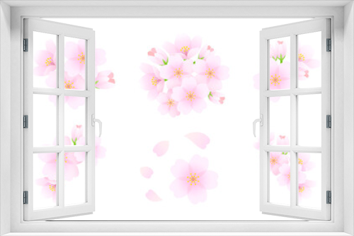 Fototapeta Naklejka Na Ścianę Okno 3D - Cherry Blossom Set Illustration for Spring Decoration