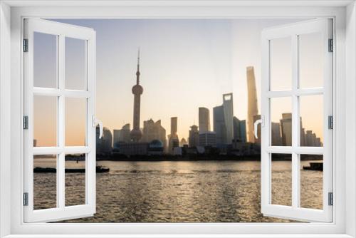 Fototapeta Naklejka Na Ścianę Okno 3D - Sunrise view of Pudong in Shanghai skyline, China