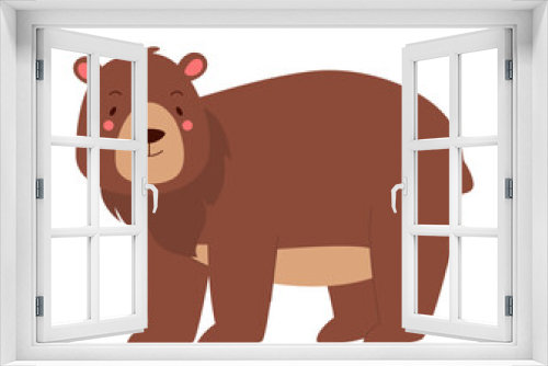 Fototapeta Naklejka Na Ścianę Okno 3D - Cute grizzly bear. Forest animal, lovely teddy bear, honey lover bear vector illustration