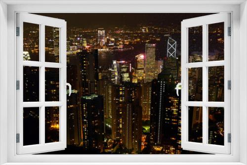 Fototapeta Naklejka Na Ścianę Okno 3D - Night scenery from Victoria Peak, Hong Kong