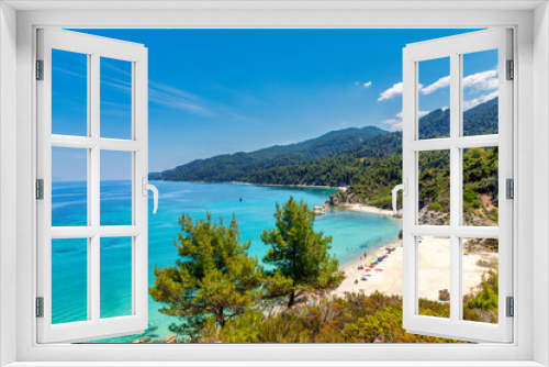 Fototapeta Naklejka Na Ścianę Okno 3D - View of the beautiful Fava beach in Vourvourou at Chalkidiki, Greece