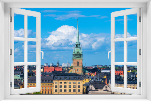 Fototapeta Naklejka Na Ścianę Okno 3D - Stockholm skyline with the tower of St. Gertrude Church, also known as the German Church, in the Old Town, Stockholm, Sweden