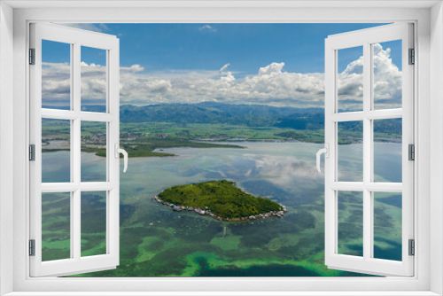 Fototapeta Naklejka Na Ścianę Okno 3D - Seascape with tropical island and blue sea. Negros. Philippines.