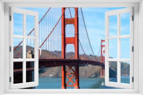 Fototapeta Naklejka Na Ścianę Okno 3D - Golden Gate Bridge from above Fort Point near the visitors center. San Francisco, California, USA.