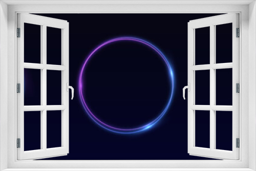 Fototapeta Naklejka Na Ścianę Okno 3D - Neon swirl. Curve blue line light effect. Abstract ring background with glowing swirling background. Energy flow tunnel. Blue portal, platform. Magic circle vector. Round frame with light effect