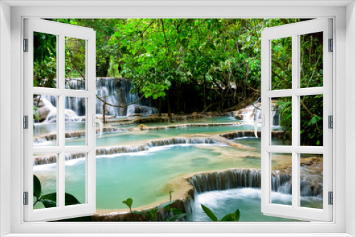 Fototapeta Naklejka Na Ścianę Okno 3D - The Emerald Waterfall