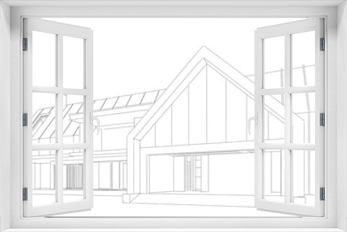 Fototapeta Naklejka Na Ścianę Okno 3D - Sketch of a house 3d rendering