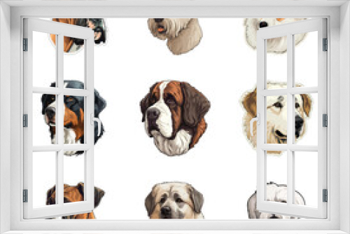 Fototapeta Naklejka Na Ścianę Okno 3D - Dogs Flat Icon Set Isolated On White Background