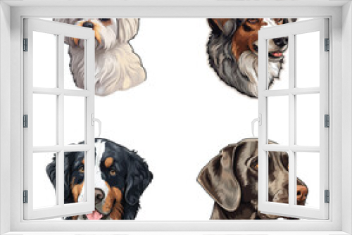 Fototapeta Naklejka Na Ścianę Okno 3D - Dogs2 Flat Icon Set Isolated On White Background