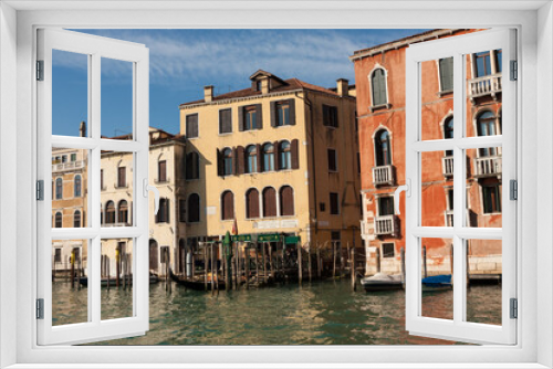 Fototapeta Naklejka Na Ścianę Okno 3D - VENICE, ITALY - FEBRAURY 14, 2020: buildings on Grand Canal.