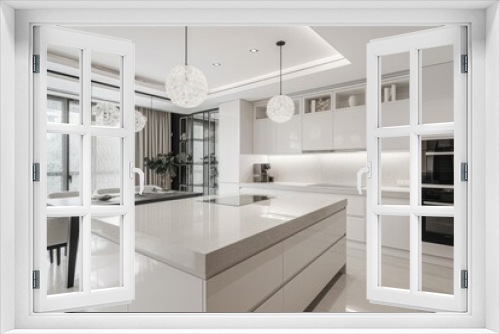 Residential interior of modern kitchen in luxury mansion Generative AI