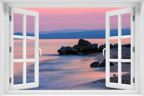Fototapeta Naklejka Na Ścianę Okno 3D - Aegean sea sunset in Greece