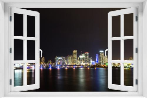 Fototapeta Naklejka Na Ścianę Okno 3D - miami skyline by night