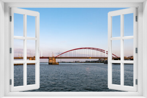 Fototapeta Naklejka Na Ścianę Okno 3D - Road bridge Schellingwouderbrug over Buiten IJ river, Amsterdam