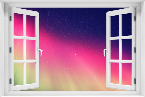 Fototapeta Naklejka Na Ścianę Okno 3D - Blue night starry sky and pink polar lights. Purple aurora borealis