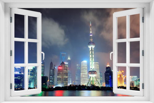 Fototapeta Naklejka Na Ścianę Okno 3D - Shanghai skyline at night