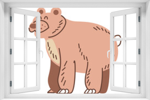 Fototapeta Naklejka Na Ścianę Okno 3D - Cute cartoon bear icon standing on flat background