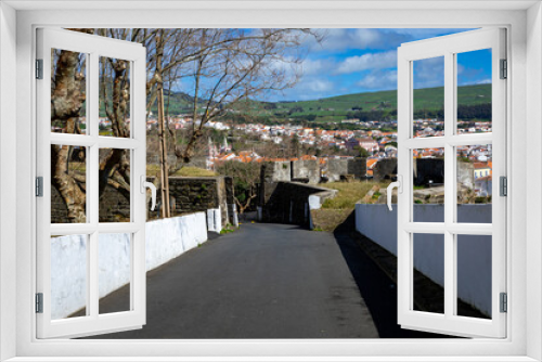 Fototapeta Naklejka Na Ścianę Okno 3D - City of Angra do Heroismo. View from Monte Brasil. Historic fortified city and the capital of the Portuguese island of Terceira. Autonomous Region of the Azores. Portugal.