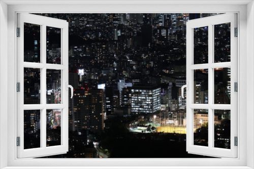 Fototapeta Naklejka Na Ścianę Okno 3D - Night aerial view of Tokyo, Japan. Tokyo urban city view from above