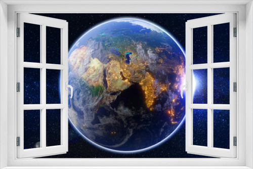 Fototapeta Naklejka Na Ścianę Okno 3D - globe earth horizon star cosmos glow space 3d illustration