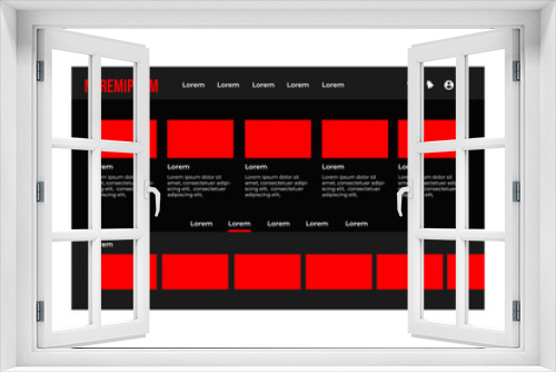 Movie player app on Laptop screen. Netflix logo. N Letter icon. Graphic template. Vector illustration. Netflix color pallete. Youtube. Spotify. Notification