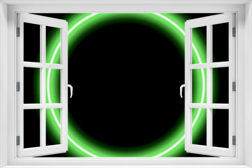 Fototapeta Naklejka Na Ścianę Okno 3D - Neon glowing frame, e-circle. Illuminated geometric shape. Sign, template design element. Bright multicolored circle with blank emptyspace inside