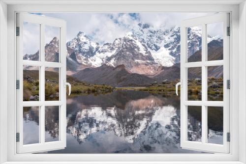 Fototapeta Naklejka Na Ścianę Okno 3D - reflection of the snow-capped mountains in the lagoons of Ausangate, Cusco-Peru, South America, Andes
